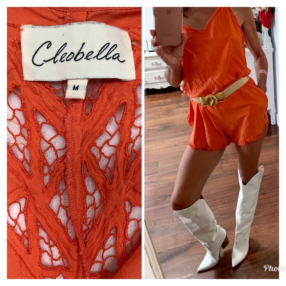 Cleobella tangerine orange playsuit romper M